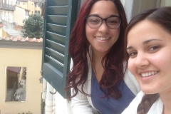 Hangning out our hotel window in Florence
